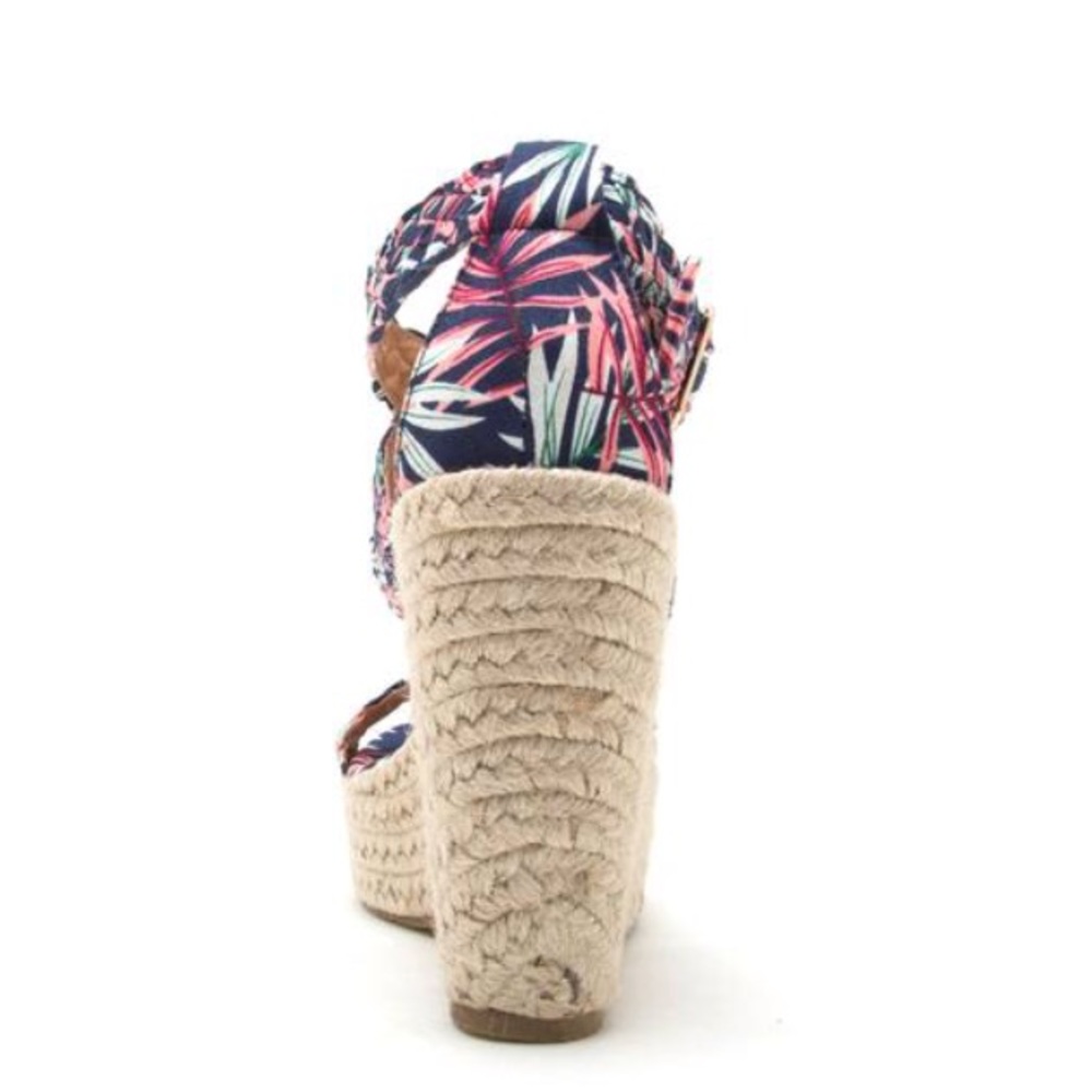 ❤️ Tropical Leaf Jute Wedge Platform Sandals - Picture 4 of 4